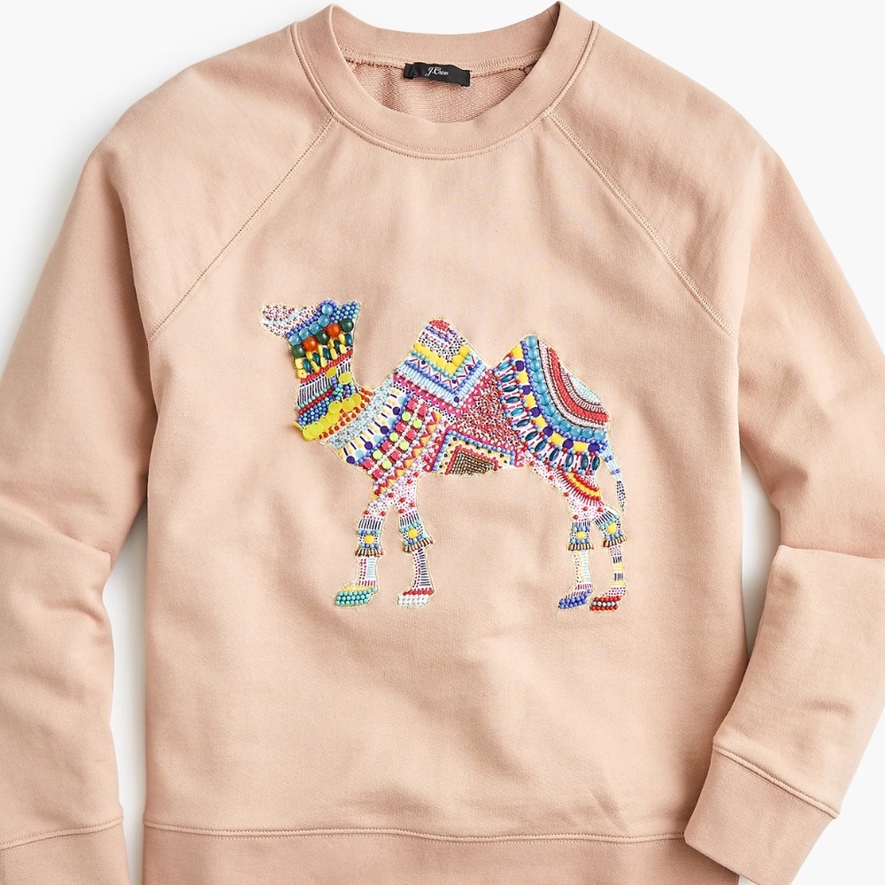 NEW J.Crew Camel Crewneck Sweatshirt Size S